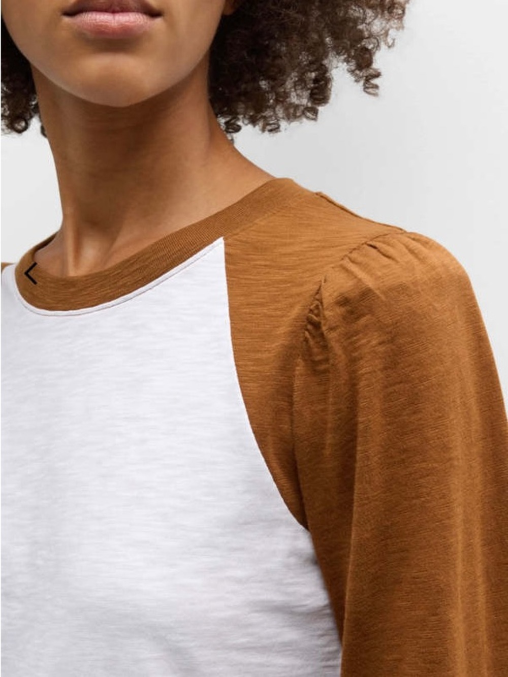 Veronica Beard Jeans Mason Baseball Tee Puff Sleeve T-Shirt Top Rust White Small - Picture 4 of 9